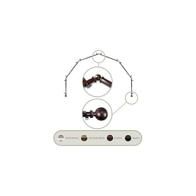 Bay Window Curtain Rod - 6-Sided Cocoa Corner Rods - Single Rods for Draperies - M