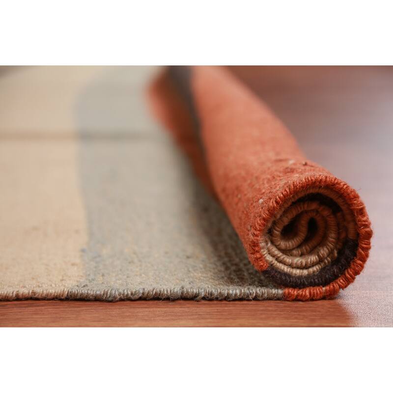 Hand Woven Oriental 100% Jute Carpet Modern Stripe Beige & Ivories Kilim Area Rug - 14' 0'' X 10' 0''