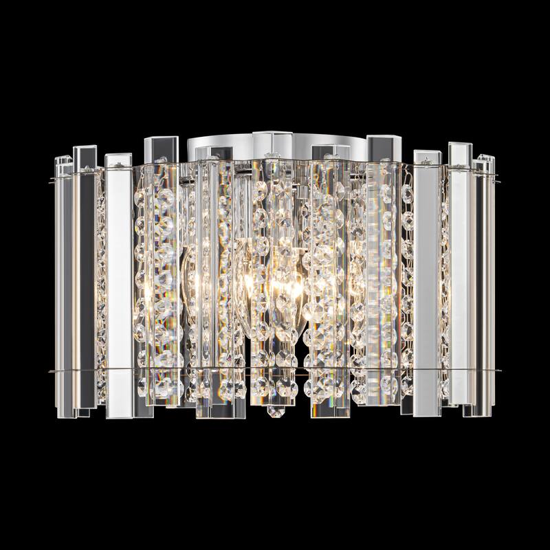 4-Light Modern Glam Drum Clear Crystal Flush Mount Ceiling Light with Crystal Beads