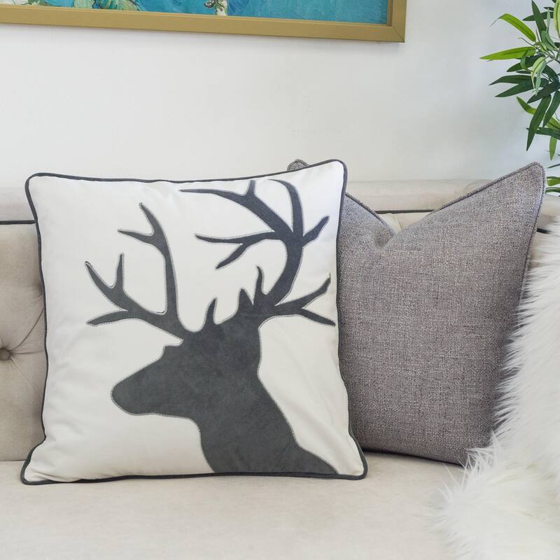 Holiday Reindeer Velvet Accent Pillow