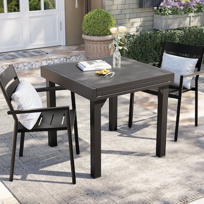 Outdoor Aluminum Dining Set with Expandable Dining Table and Chairs