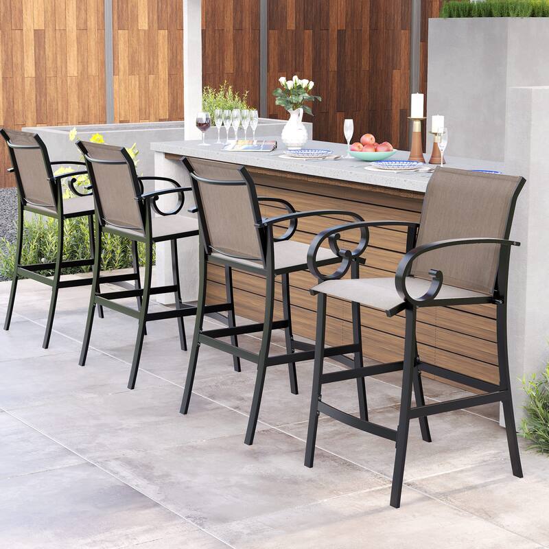 Outdoor Patio Aluminum Bar Stools with Sunbrella Fabric - 21.7 in W * 24.4 in D * 44.1 in H