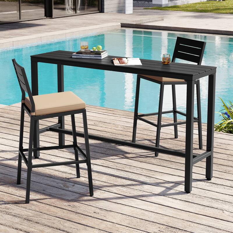 Crestlive Products Patio Outdoor Bar Table Rectangle Pub Table