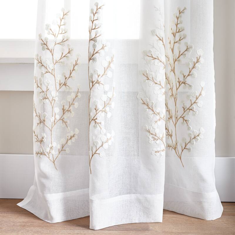 Martha Stewart Georgia Embroidery Poletop Curtain Panel Pair
