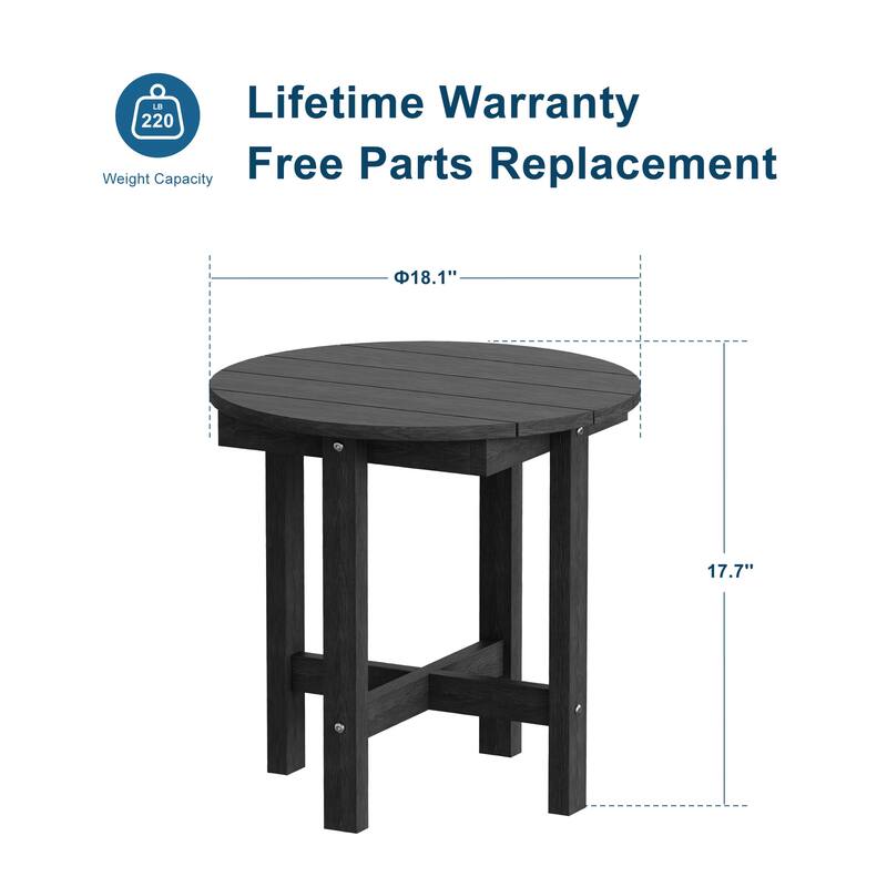 HDPE Outdoor Side Table, 220 lbs All-weather Patio End Table