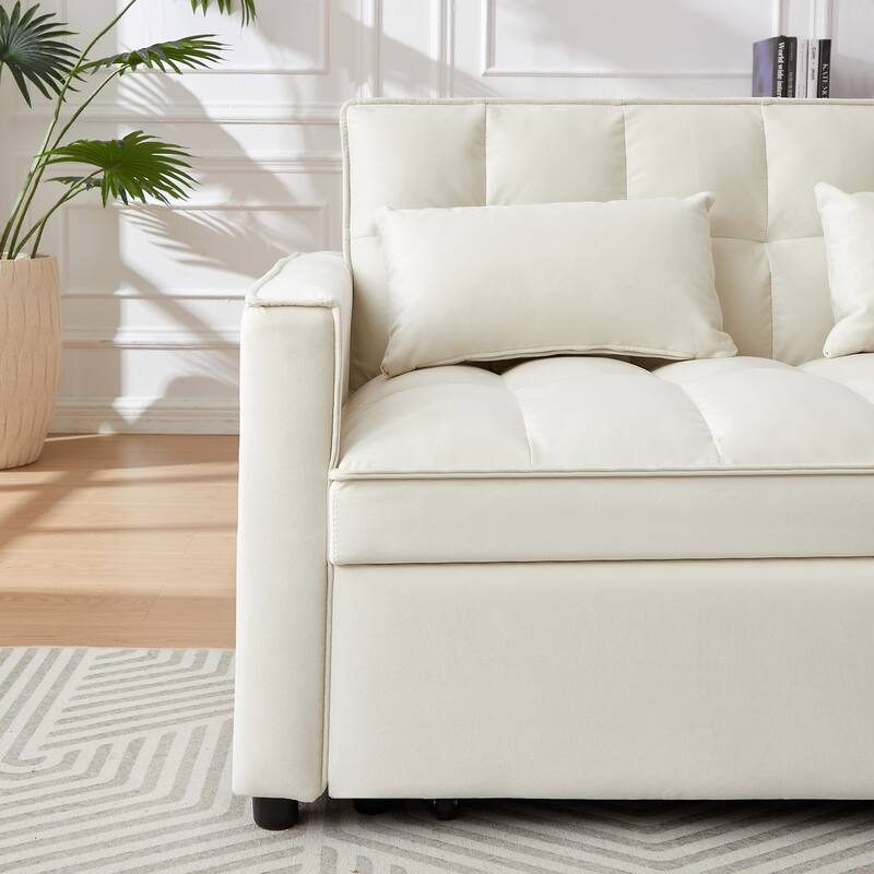 Modern Velvet Convertible Loveseat Sleeper Sofa Couch with Adjustable Backrest