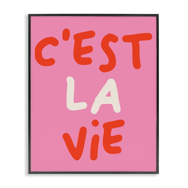 Stupell C'est La Vie on Pink Framed Giclee Art Design By House of Lulu - 24 x 30 - Black