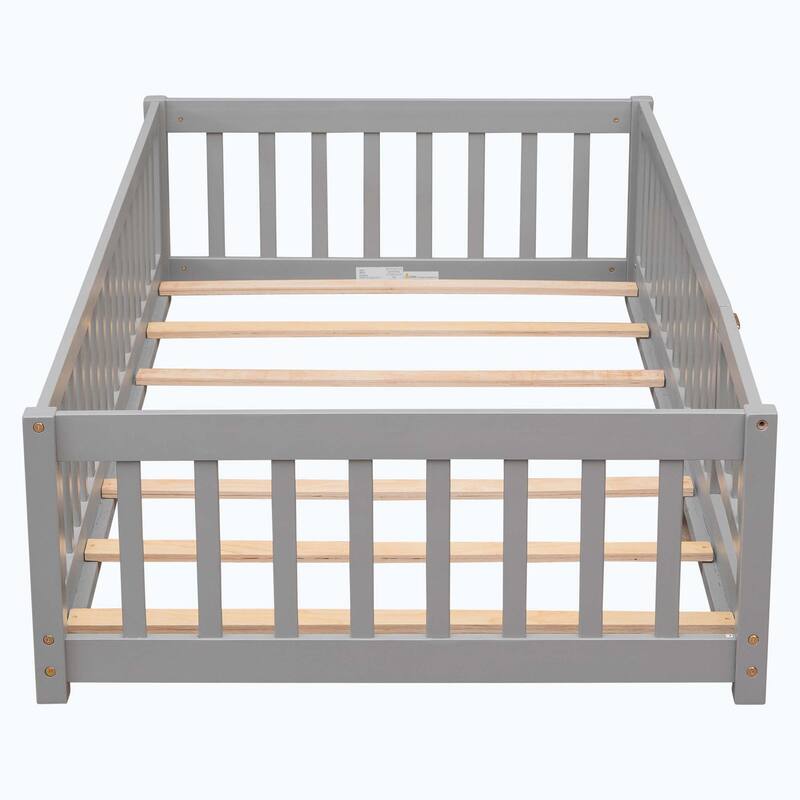 Durable Floor Platform Bed with Fence