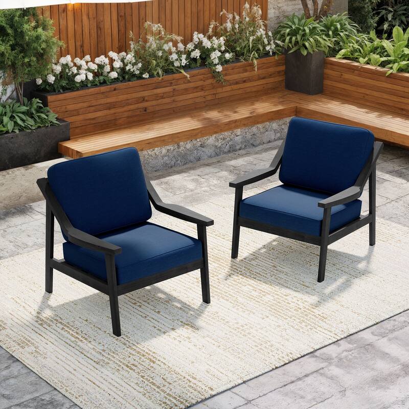 Solid Wood Outdoor Arm Chair Loveseat with Cushion