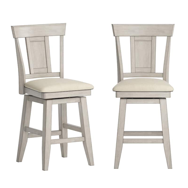 Ronda Panel Back Wood Swivel Chair - Antique White - Counter Height