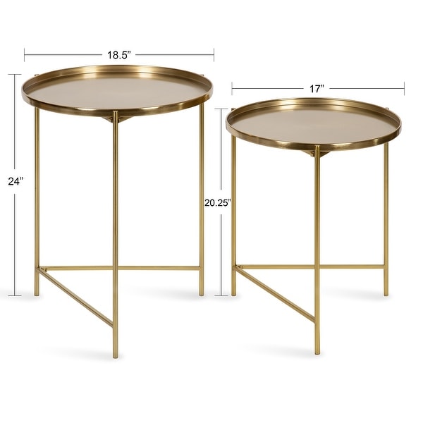 Black Kate and Laurel Ulani Round Metal Accent Table Set 3 Piece