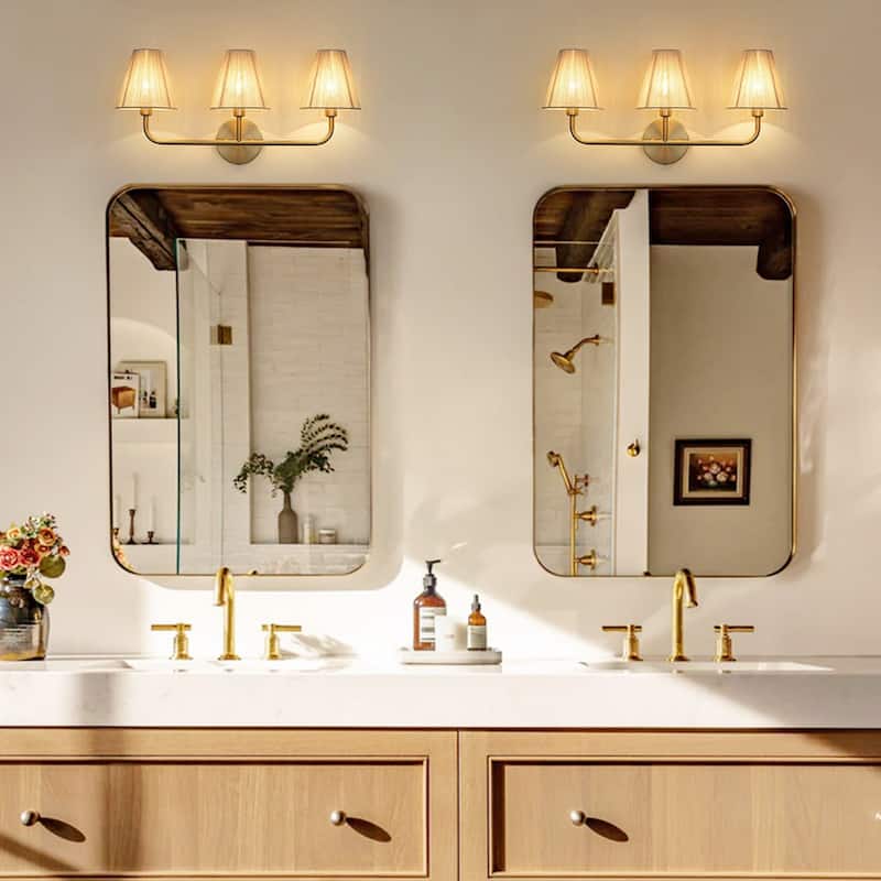 3-Light Woven Ivory String Shade Vanity Wall Lamp 23.6 in