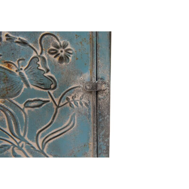 Distressed Blue Embossed Tin "Mail" Box