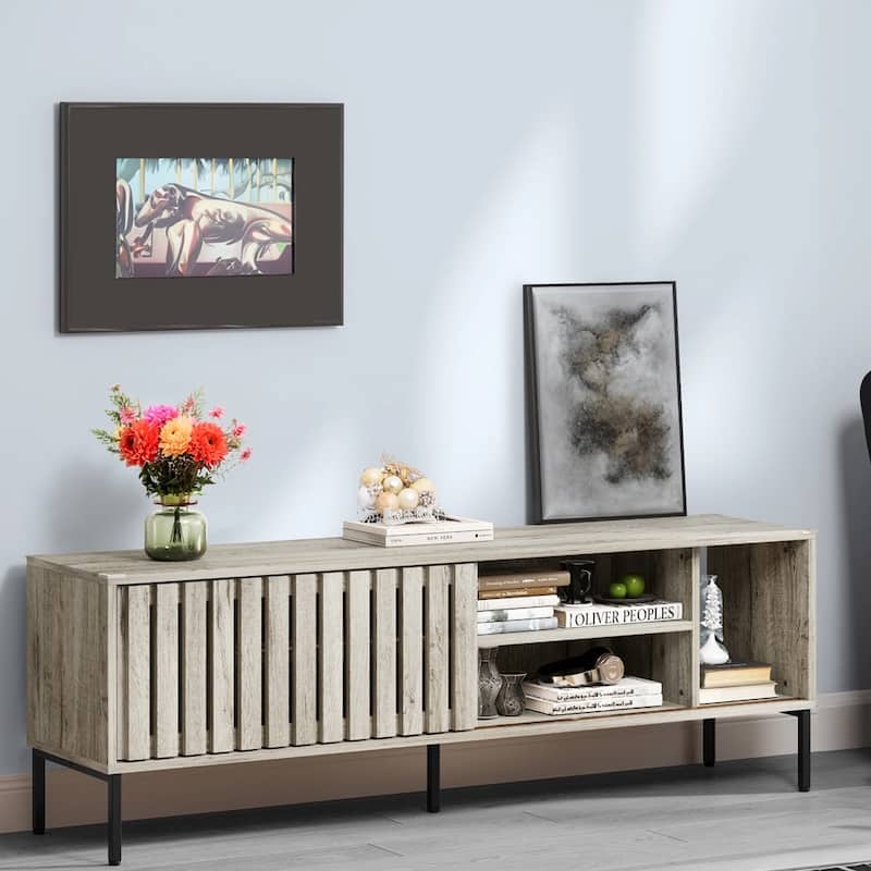 Modern TV Stand Media Console with Storage for 65 70" TV - 64 inches in width