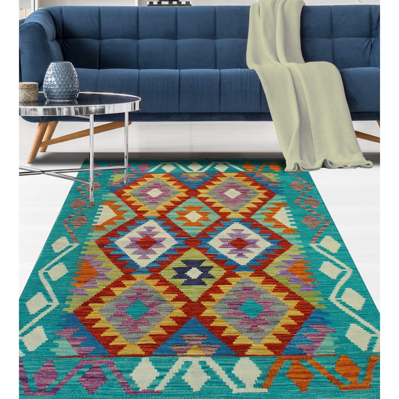 Flatweave Raedeman Red/Green Rug - 3'3" x 4'9"