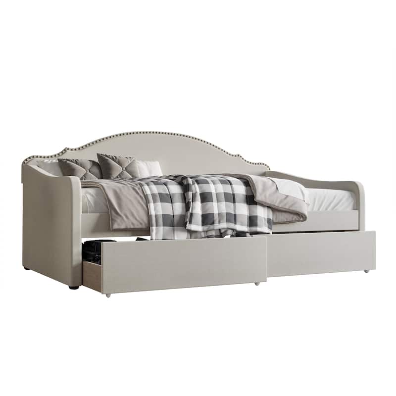 CraftPorch Twin Size Daybed In Linen With Storage