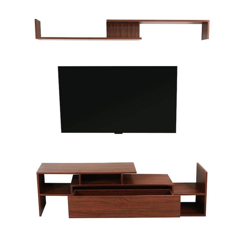 Surrey 60.2'' 2 Pc 1-Drawer Floating TV Stand Media Console with Open Shelves
