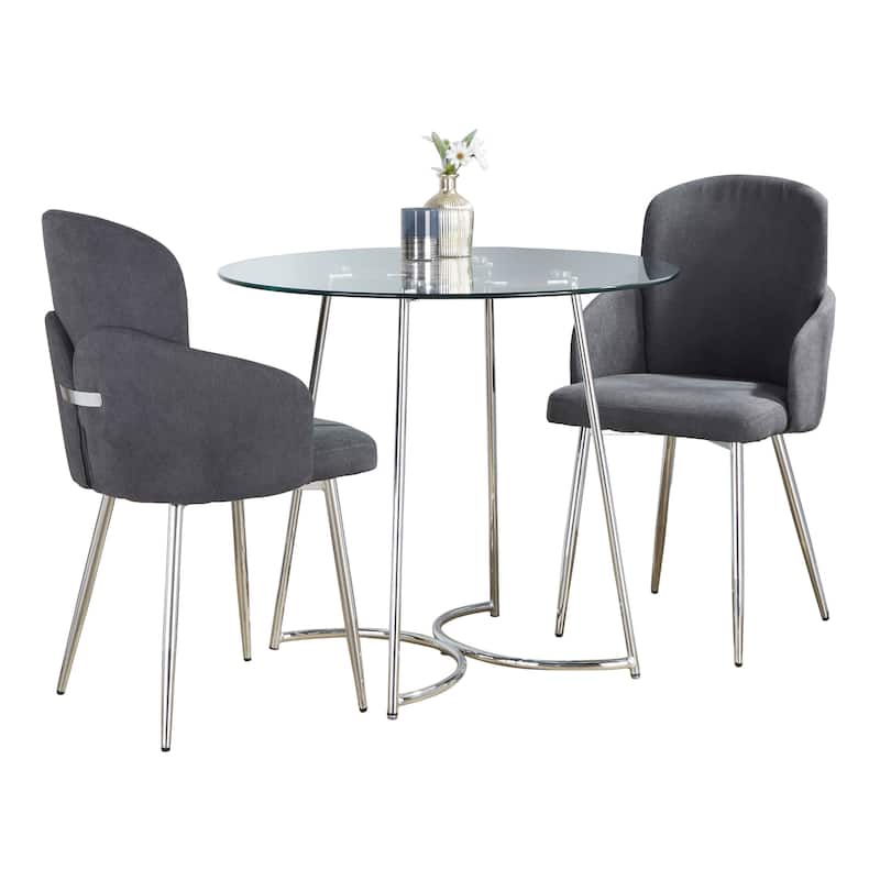 Silver Orchid Cece-Dahlia 3-Piece Dining Set