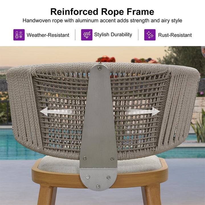 PURPLE LEAF Outdoor Bar Stools Chair Set of 2, All Weather Rattan and Aluminum Patio Bar Stool with Cushion