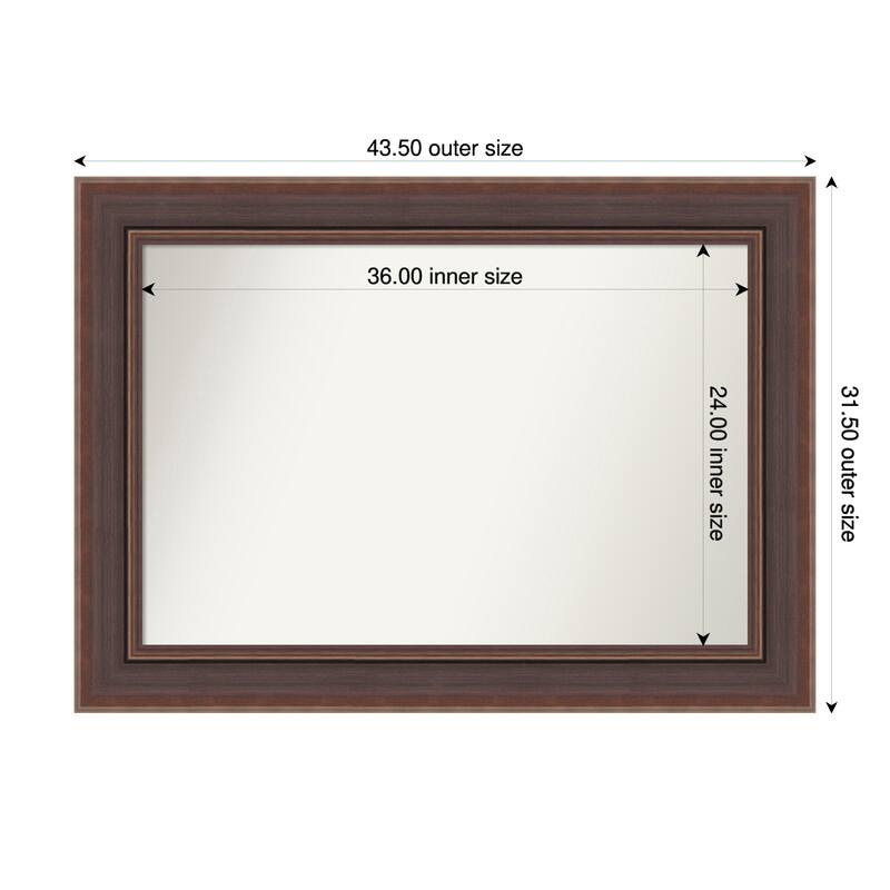 Moab Brown Bronze Non-Beveled Framed Bathroom Vanity Wall Mirror - Moab Brown Bronze - 44 x 32 in