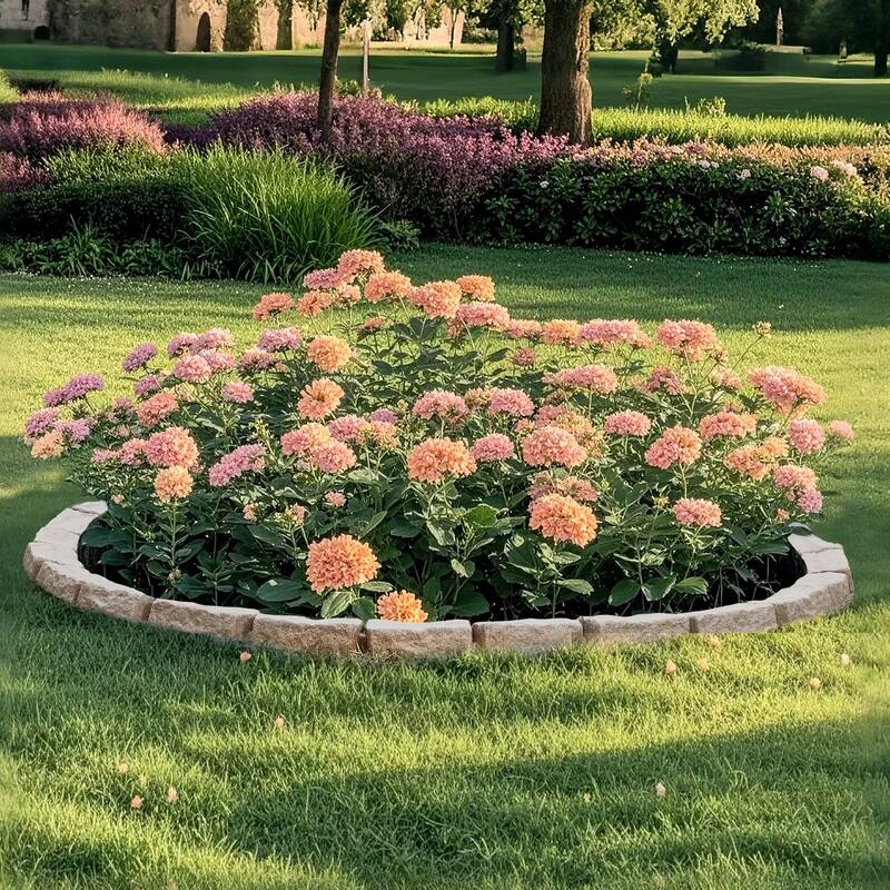 Beige Plastic Stone Landscape Edging 4 Pack with Realistic Texture and Easy Install - 46.46×3.74×2.24 in