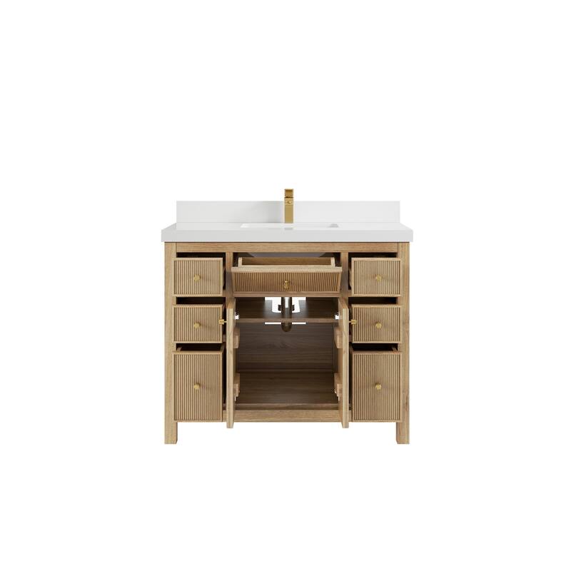 Willow Collections 42 in. W x 22 in. D Sonoma Teak Single Sink Bathroom Vanity with Countertop