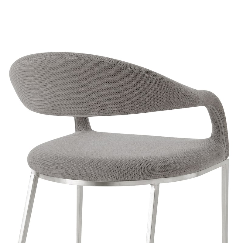 Metal Dining Armchairs with Polyester Upholstery Open Back, Set of 2 - 22” x 21” x 30” (D x W x H)