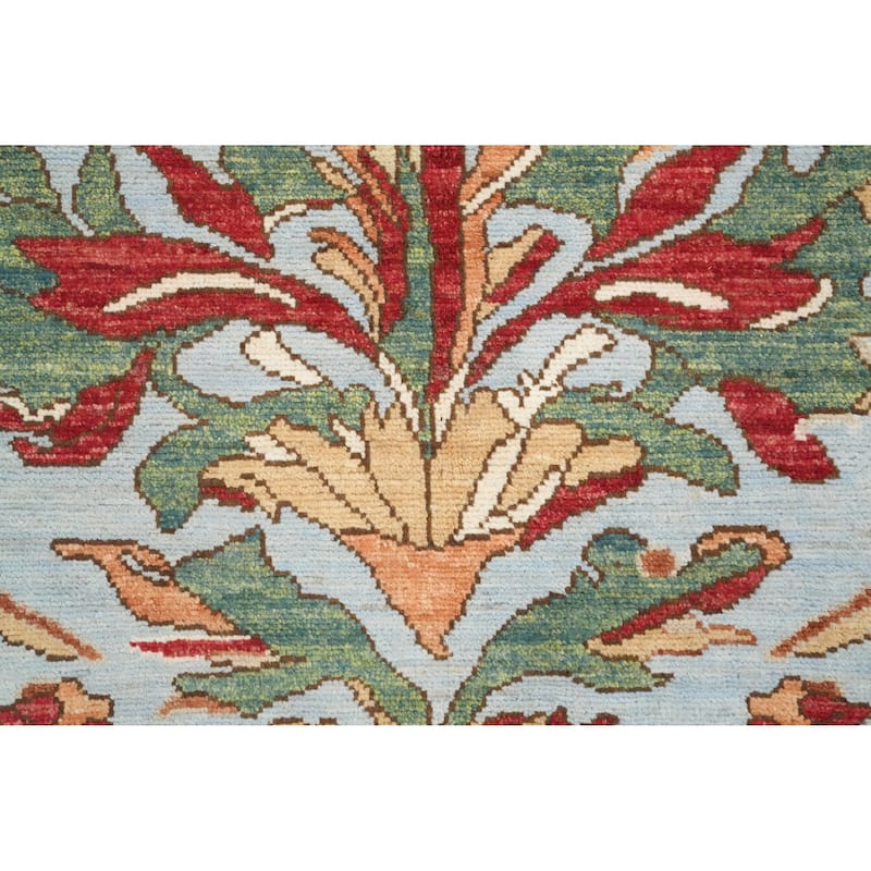 Hand Knotted Oriental 100% Wool Carpet Transitional Floral Navy Blue & Blues Oushak Area Rug - 9' 8'' X 8' 2''