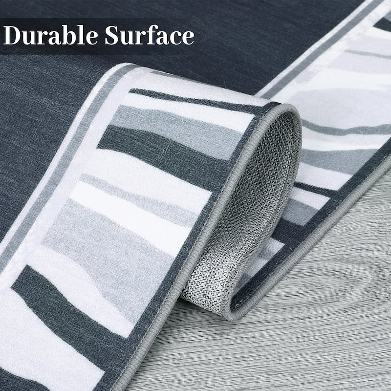 Modern Bordered Area Rugs for Living Room Bedroom Low Pile Non-Slip Rug Carpet