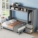 preview thumbnail 4 of 16, Full Size Murphy Wall Bed Frame with Closet and Drawers Space-Saving Design for Kids Boys&Girls