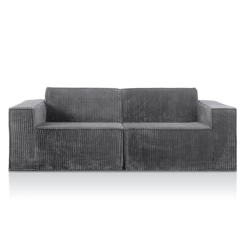 Furniture of America Navir Modern 2-Piece Chenille Foam Modular Loveseat