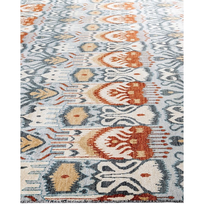 Ikat One-of-a-Kind Hand-Knotted Area Rug, Gray - 9' 1" x 12' 3"