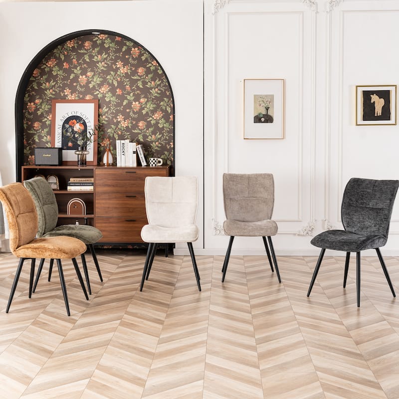 Fabric Upholstered High Back Dining Chairs Set of 2