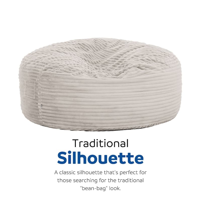 Sealy® Bala Taupe Faux Fur Corduroy 5ft Foam Bean Bag Lounger