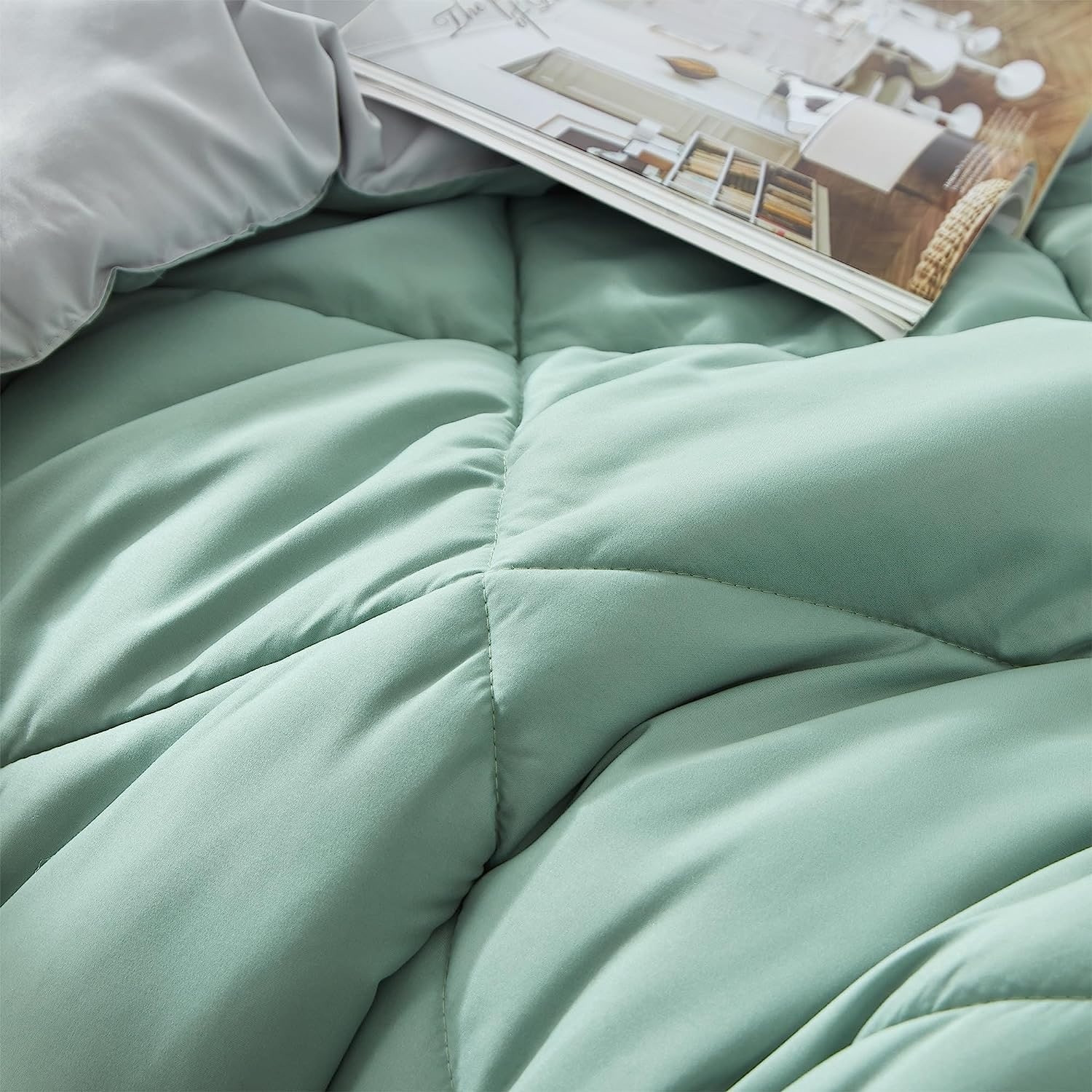 Iceberg Green/Glacier Gray Reversible Twin XL Comforter - On Sale - Bed ...