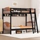 preview thumbnail 1 of 40, Twin Over Twin Solid Wood Bunk Bed for Kids and Adults, No Box Spring Required Black and Brown /Shelves - Twin
