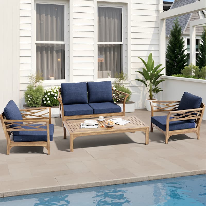 27.6'' x 24.4'' x 4.5'' Outdoor Indoor Patio Seat Cushions Set (Seat & Back)