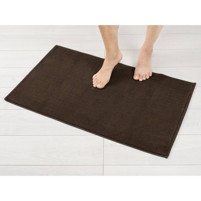 American Soft Linen 100% Cotton Bath Mat Rugs, 20x34 inches Slip Resistant Bottom Base Bath Mats for Bathroom - Brown
