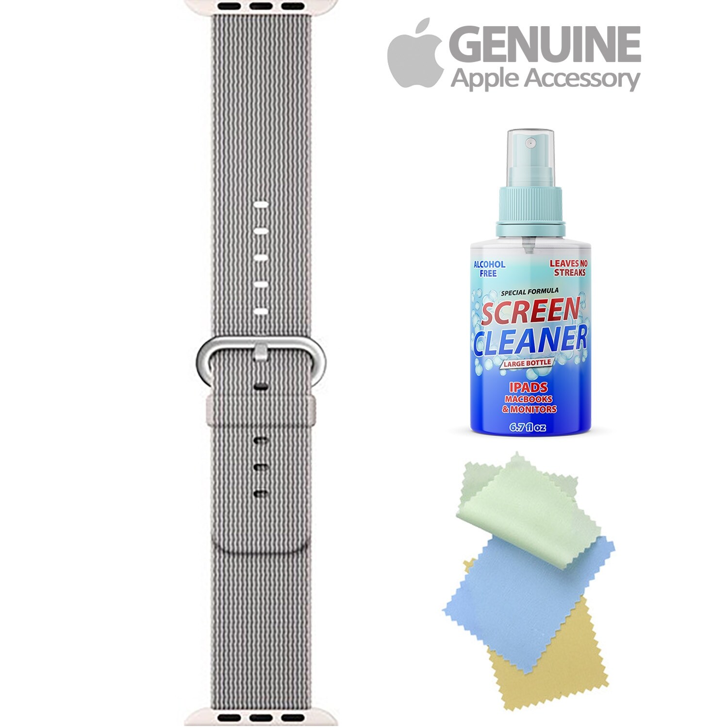 Shop Apple Watch Woven Nylon Band 38mm Pearl With Free Cleaning