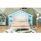 preview thumbnail 25 of 41, Rustic Platform Bed with House-Shaped Storage Headboard & Built-in LED, Wood Bed Frame for Boys Girls, No Box Spring Required