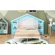 preview thumbnail 16 of 41, Rustic Wood Platform Bed with House-Shaped Headboard & Built-in LED