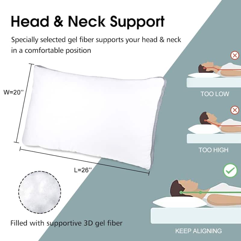 2-Pack Cotton Pillows Gusseted Pillows for Side, Stomach and Back Sleeper