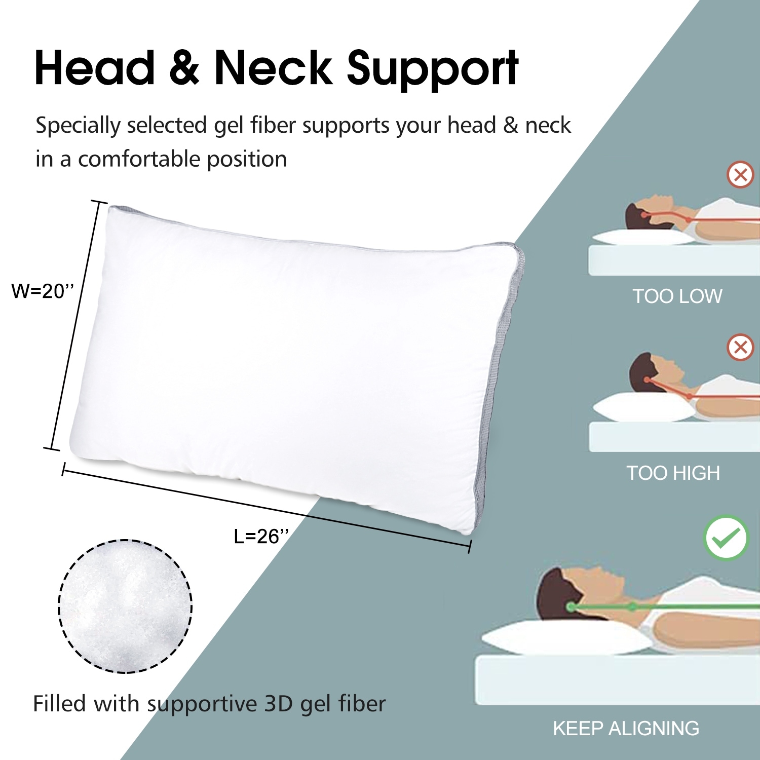 Side sleeper gusseted top pillow
