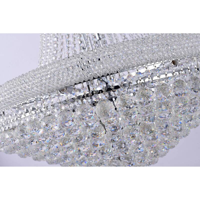 32-Light Chrome Chandelier With Clear Crystal Accents