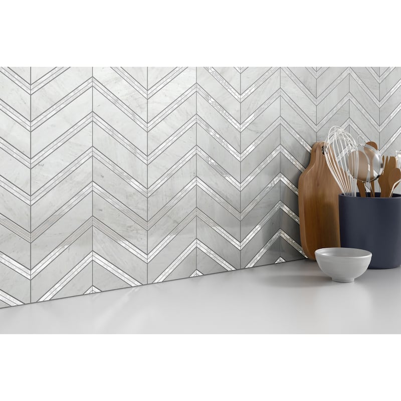 Emser Tile Intrigue - 12" x 14" Chevron Floor and Wall Mosaic Tile -