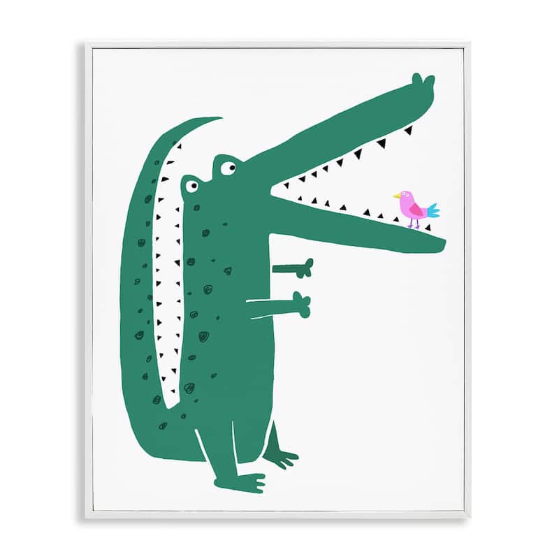 Stupell Alligator & Bird Friends Framed Giclee Art Design By Carla Daly - 11 x 14 - White