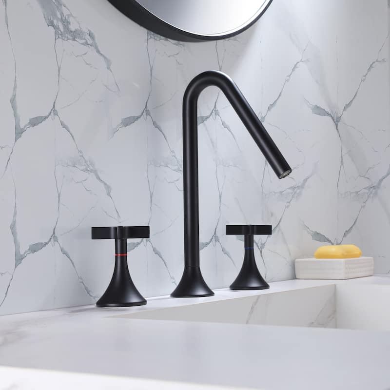 Double Handles Deck Mounted Widespread Bathroom Faucet
