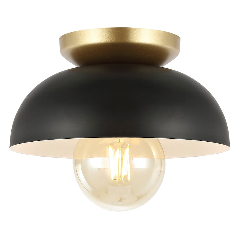 Rodanthe 8.5" 1-Light Classic Industrial Iron LED Flush Mount, by JONATHAN Y