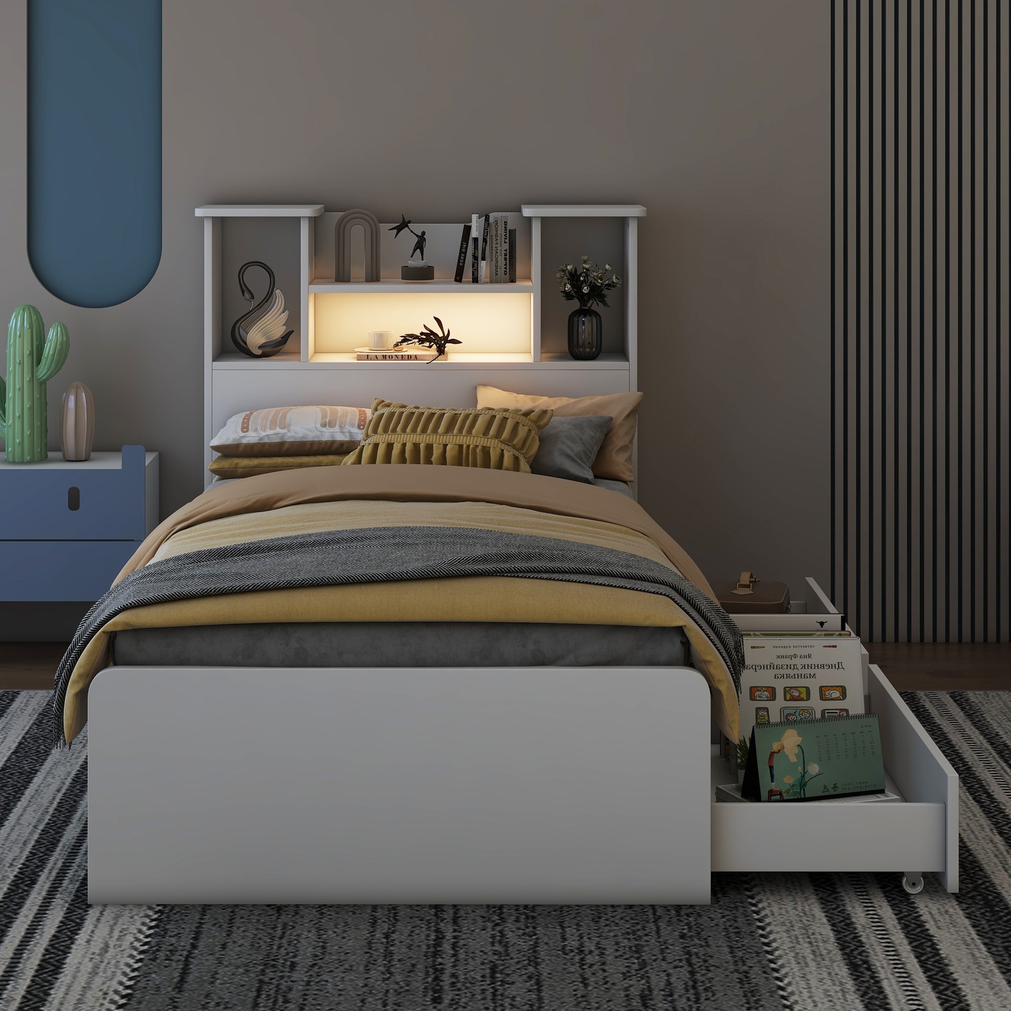 Storage Platform Bed Frame With 4 Open Storage Shelves And 2 Storage Drawers Bed Bath Beyond Storage Platform Bed Frame With 4 Open Storage Shelves And 2 Storage Drawers Bed Bath Beyond