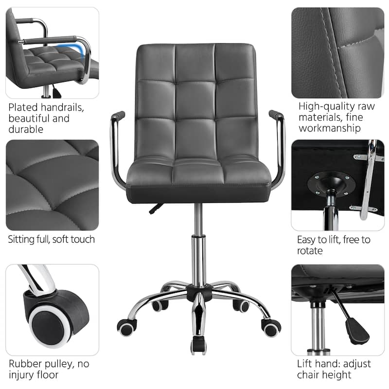 Yaheetech Adjustable Faux Leather Swivel Office Chair with Wheels